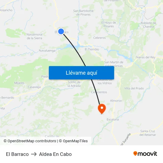 El Barraco to Aldea En Cabo map