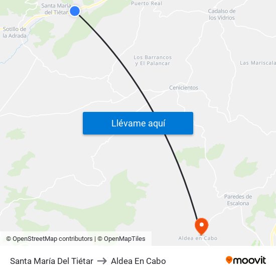 Santa María Del Tiétar to Aldea En Cabo map