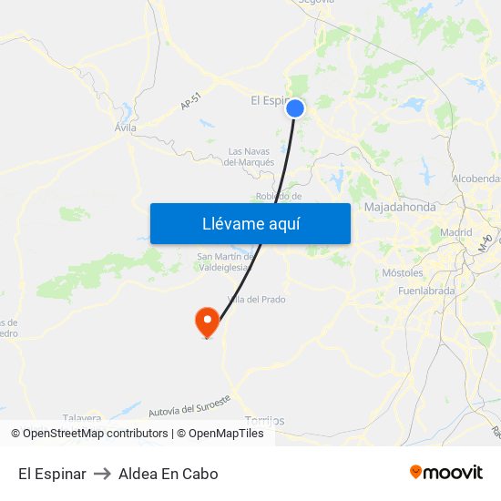 El Espinar to Aldea En Cabo map