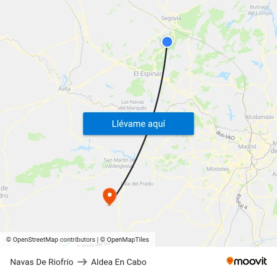 Navas De Riofrío to Aldea En Cabo map