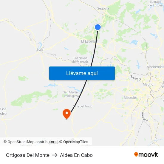 Ortigosa Del Monte to Aldea En Cabo map