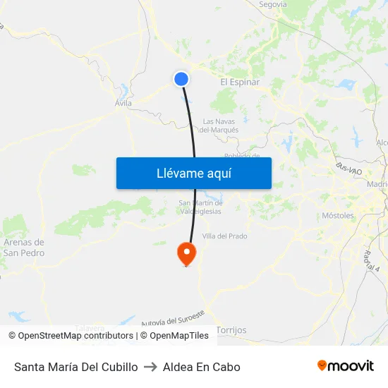 Santa María Del Cubillo to Aldea En Cabo map