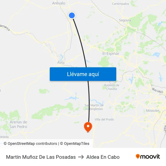 Martín Muñoz De Las Posadas to Aldea En Cabo map