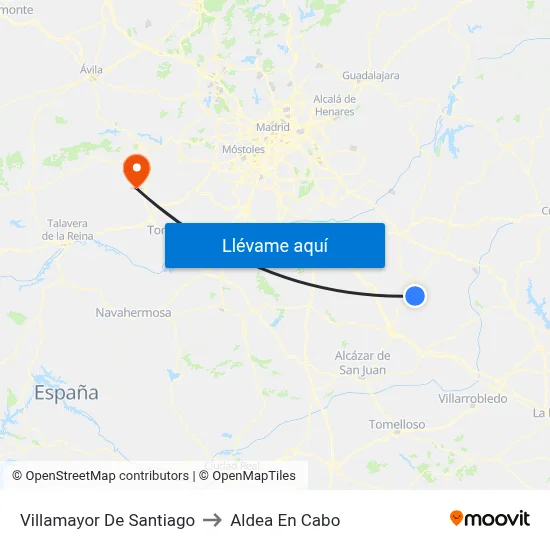 Villamayor De Santiago to Aldea En Cabo map