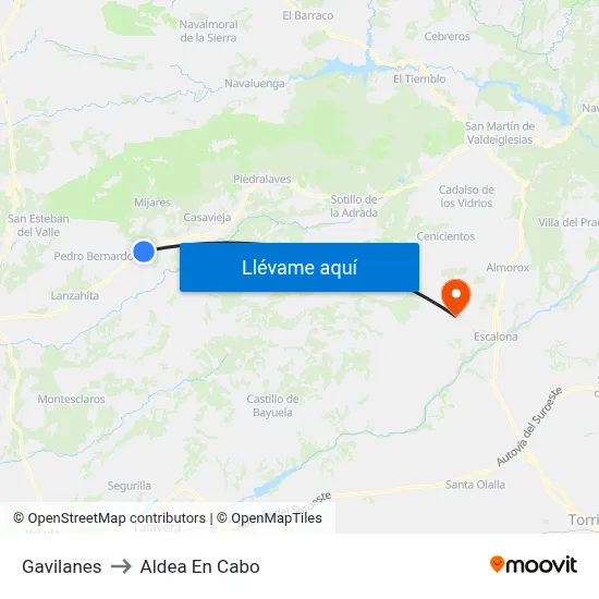 Gavilanes to Aldea En Cabo map