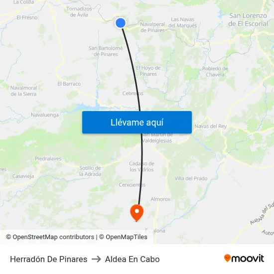 Herradón De Pinares to Aldea En Cabo map