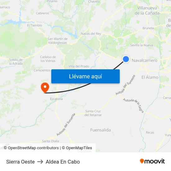 Sierra Oeste to Aldea En Cabo map