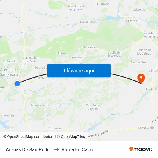 Arenas De San Pedro to Aldea En Cabo map