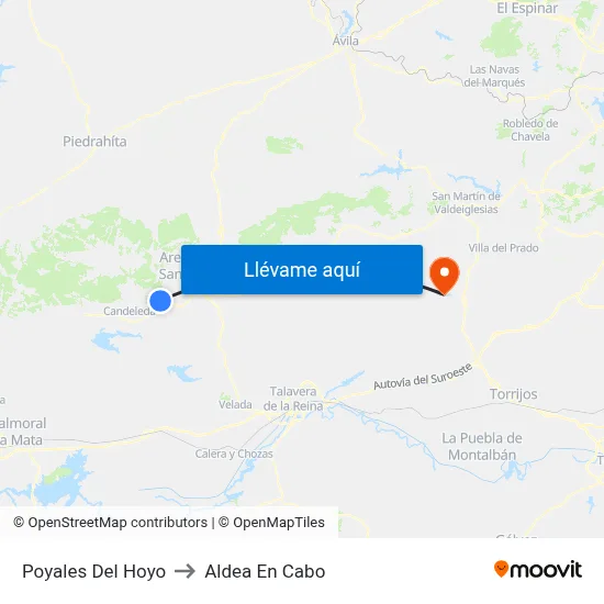 Poyales Del Hoyo to Aldea En Cabo map