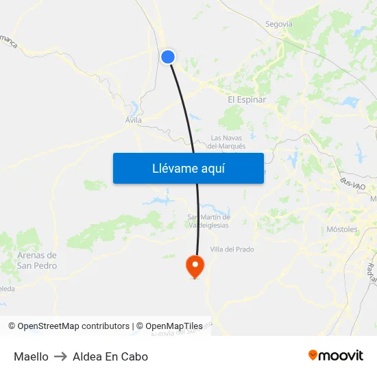 Maello to Aldea En Cabo map