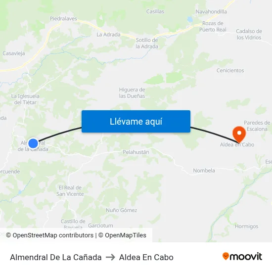 Almendral De La Cañada to Aldea En Cabo map