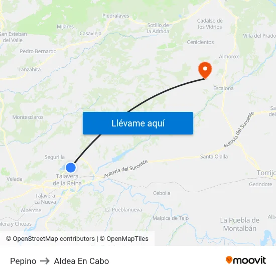 Pepino to Aldea En Cabo map