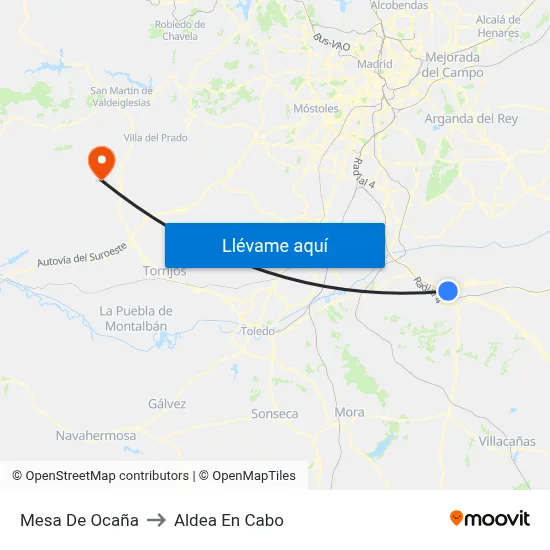 Mesa De Ocaña to Aldea En Cabo map