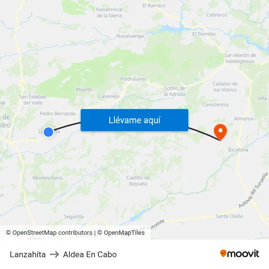 Lanzahíta to Aldea En Cabo map