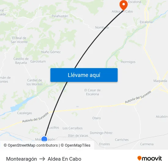 Montearagón to Aldea En Cabo map