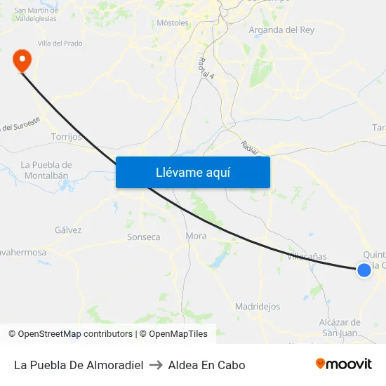 La Puebla De Almoradiel to Aldea En Cabo map