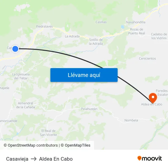 Casavieja to Aldea En Cabo map