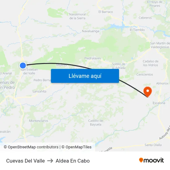 Cuevas Del Valle to Aldea En Cabo map