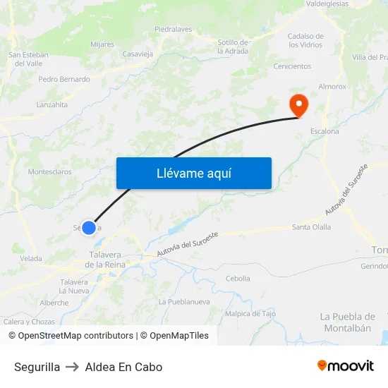 Segurilla to Aldea En Cabo map
