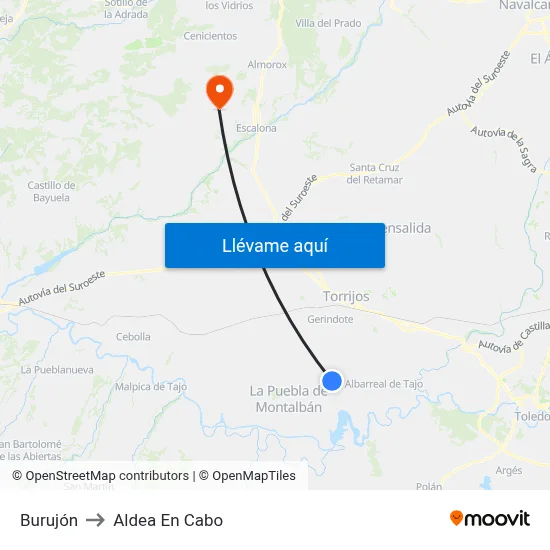 Burujón to Aldea En Cabo map