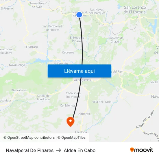 Navalperal De Pinares to Aldea En Cabo map