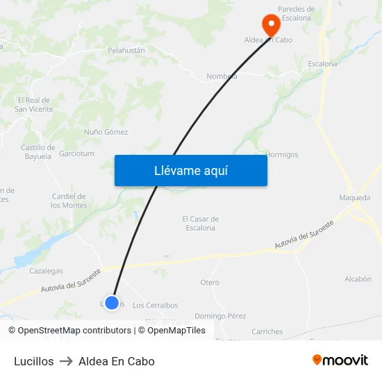 Lucillos to Aldea En Cabo map