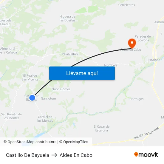 Castillo De Bayuela to Aldea En Cabo map
