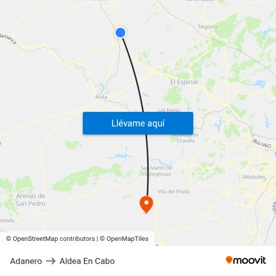 Adanero to Aldea En Cabo map