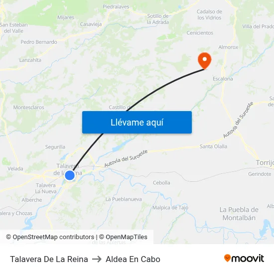 Talavera De La Reina to Aldea En Cabo map
