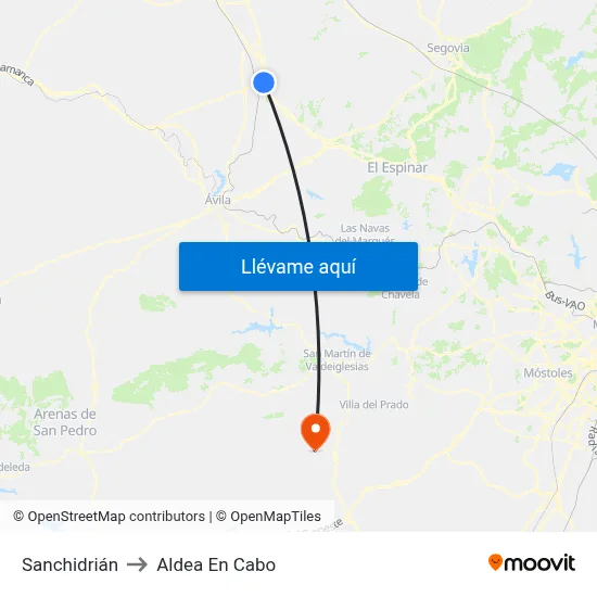 Sanchidrián to Aldea En Cabo map