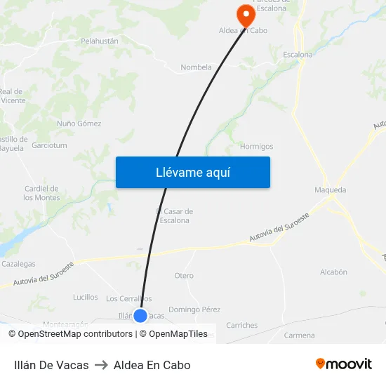 Illán De Vacas to Aldea En Cabo map