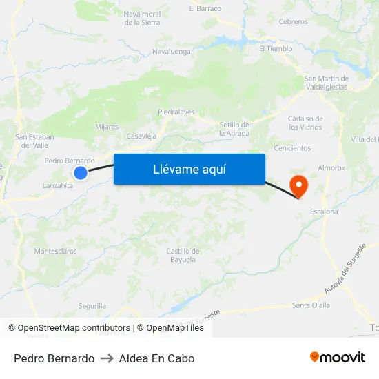 Pedro Bernardo to Aldea En Cabo map