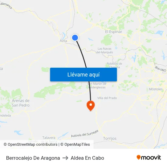 Berrocalejo De Aragona to Aldea En Cabo map