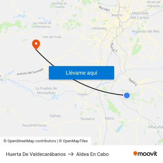 Huerta De Valdecarábanos to Aldea En Cabo map