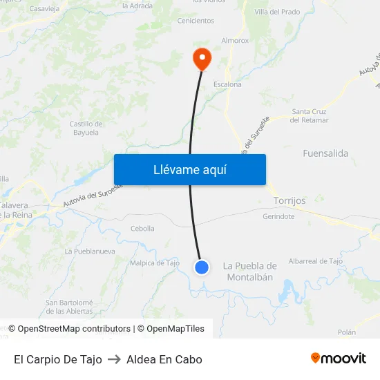 El Carpio De Tajo to Aldea En Cabo map