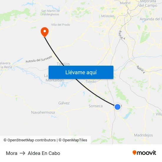 Mora to Aldea En Cabo map
