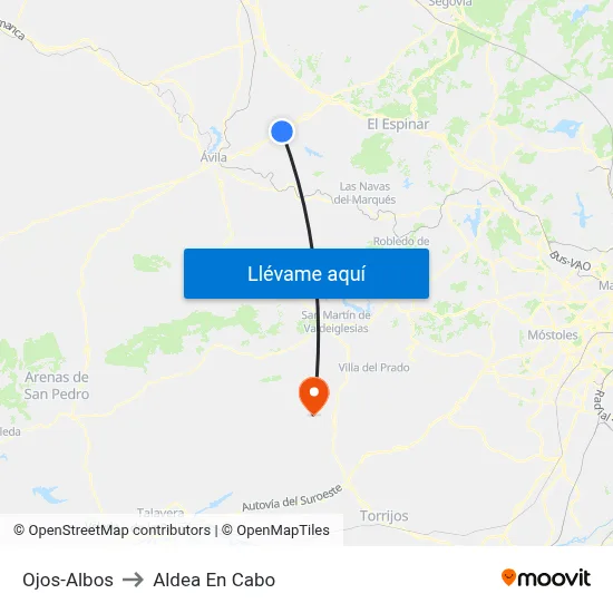 Ojos-Albos to Aldea En Cabo map