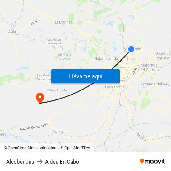 Alcobendas to Aldea En Cabo map