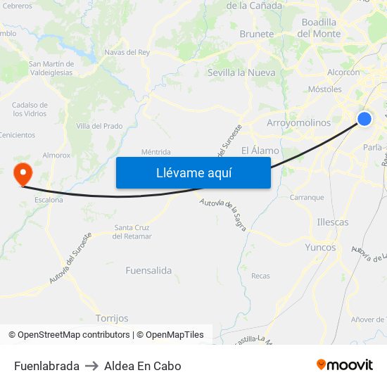 Fuenlabrada to Aldea En Cabo map