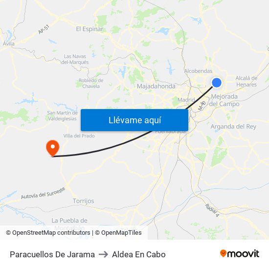 Paracuellos De Jarama to Aldea En Cabo map