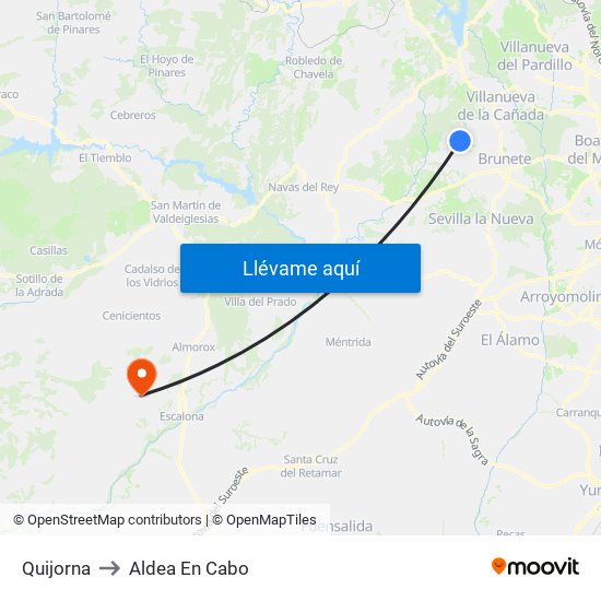 Quijorna to Aldea En Cabo map