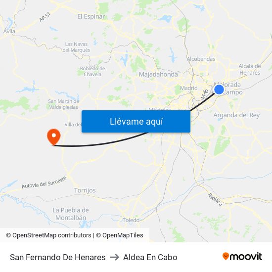 San Fernando De Henares to Aldea En Cabo map