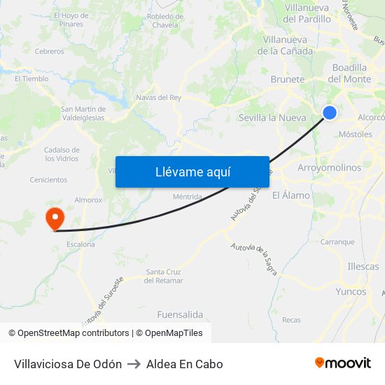 Villaviciosa De Odón to Aldea En Cabo map
