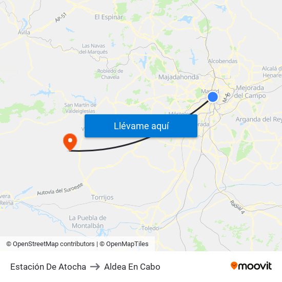 Estación De Atocha to Aldea En Cabo map