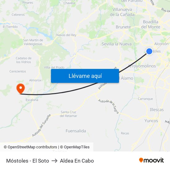 Móstoles - El Soto to Aldea En Cabo map