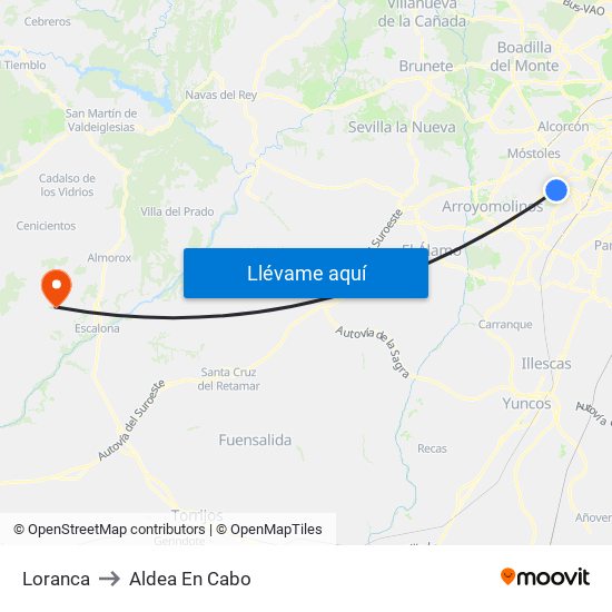 Loranca to Aldea En Cabo map