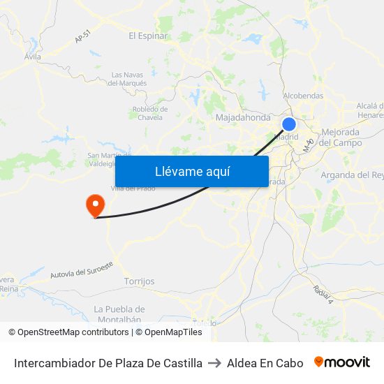 Intercambiador De Plaza De Castilla to Aldea En Cabo map