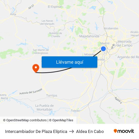 Intercambiador De Plaza Elíptica to Aldea En Cabo map