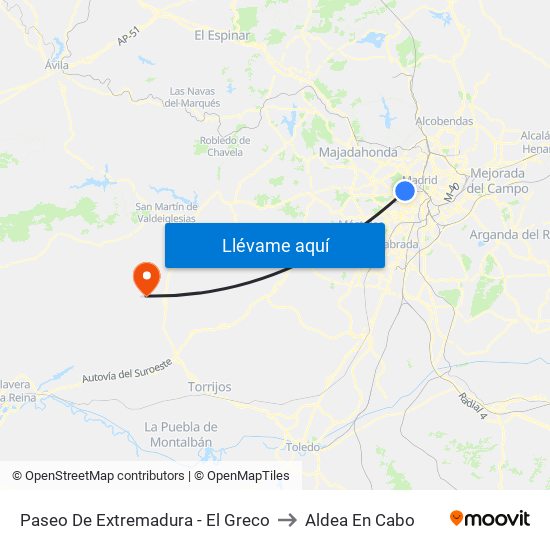 Paseo De Extremadura - El Greco to Aldea En Cabo map
