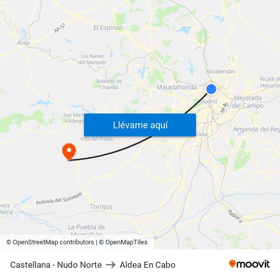 Castellana - Nudo Norte to Aldea En Cabo map